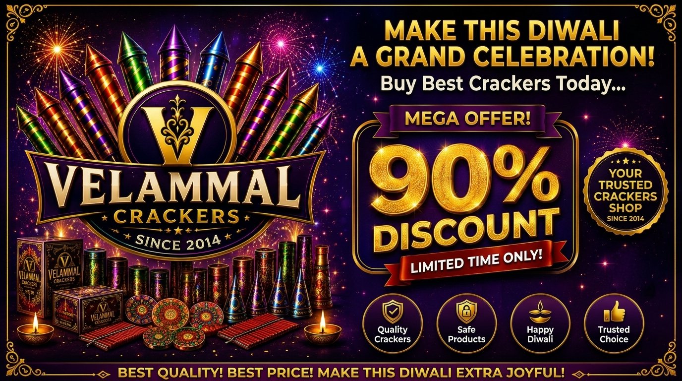 Velammal Crackers 90% Mega Discount Banner